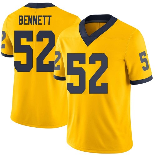 Kechaun Bennett Michigan Wolverines Men's NCAA #52 Maize Limited Brand Jordan College Stitched Football Jersey JZI4854HH